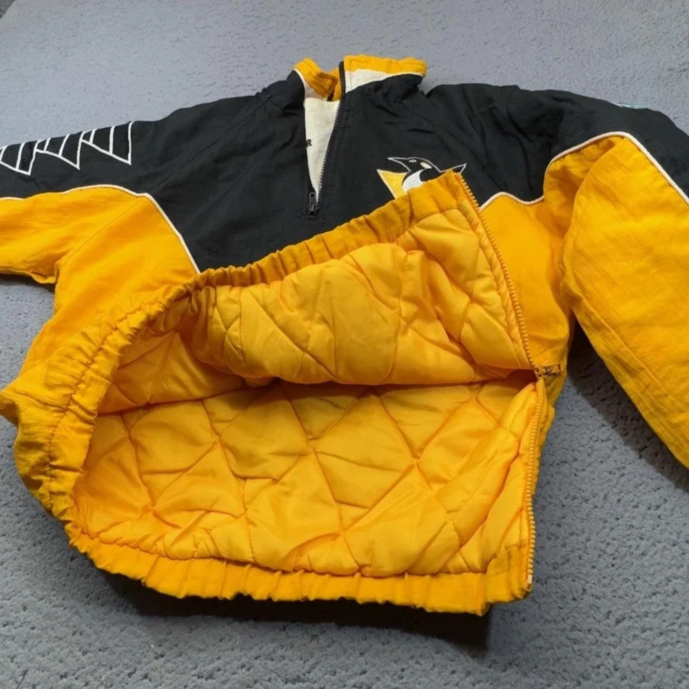 Vintage Pittsburgh Penguins Pullover Jacket Boys Large Black NHL Pro Player 90s